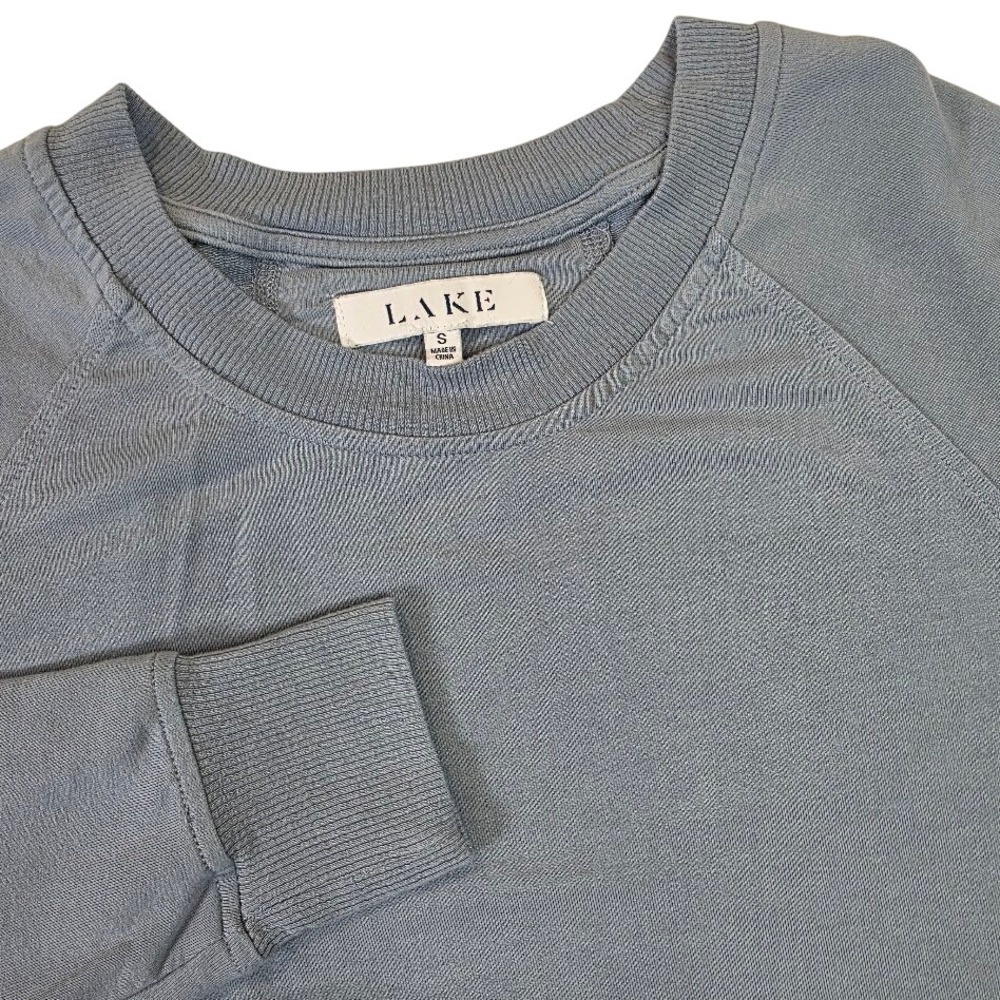 LAKE Women's S Long Sleeve Crewneck Blue Modal Raglan Loungewear Top Sweatshirt